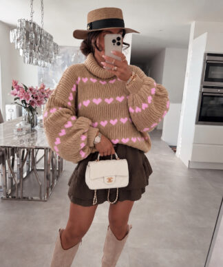 Sveter HEART BEIGE PINKY