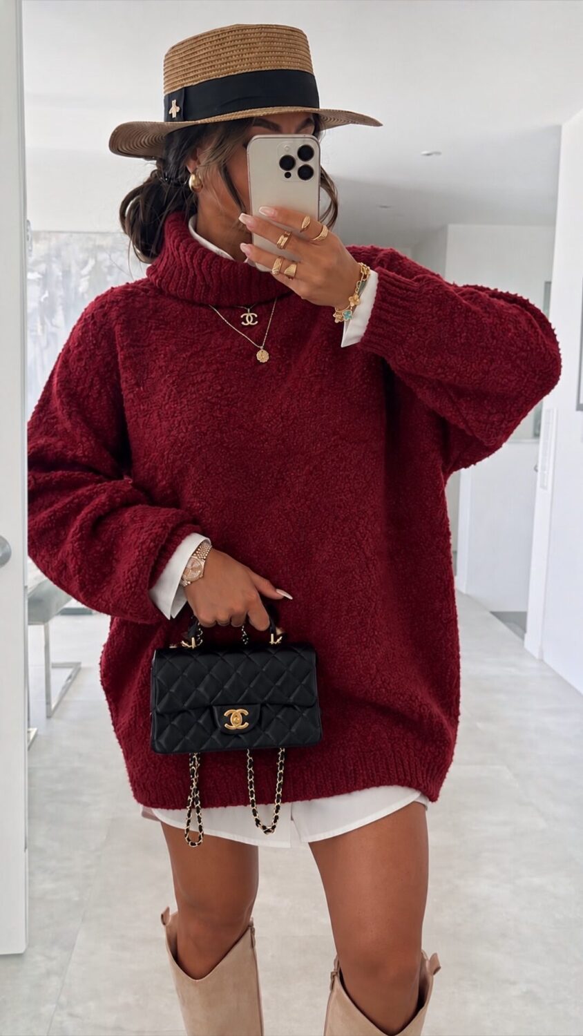 Sveter/ ŠATY CAMI BURGUNDY – Obrázok 2