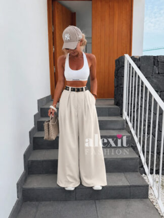 Nohavice s opaskom LACROA BEIGE
