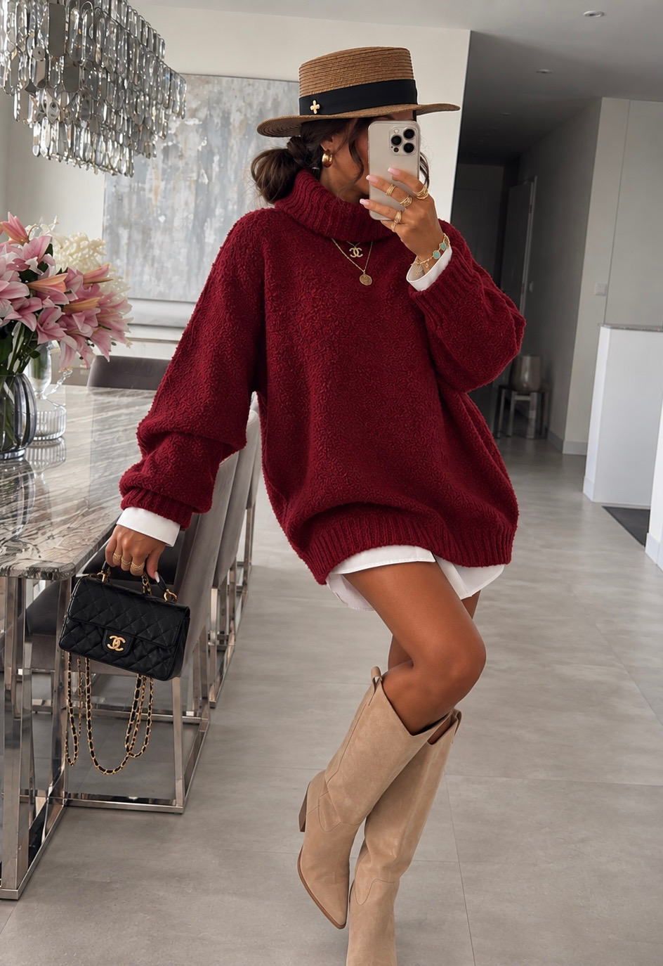 Sveter/ ŠATY CAMI BURGUNDY – Obrázok 4